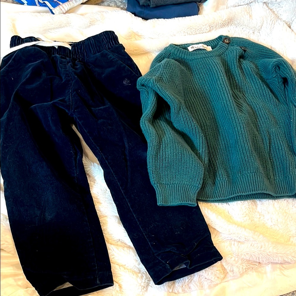 Babycottons lined corduroys and cable knit sweater